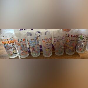 Studio Frosted State-Themed Glass Set with Multicolor Designs